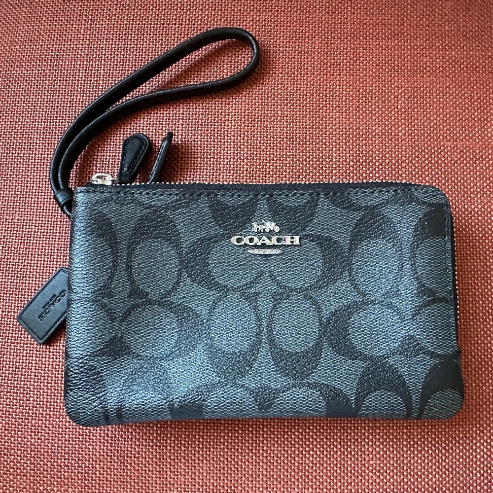 Coach double corner zip wristlet